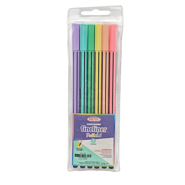 Marcadores Fineliner 6 Colores Pasteles Artel 1