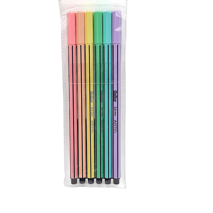 Marcadores Fineliner 6 Colores Pasteles Artel 2