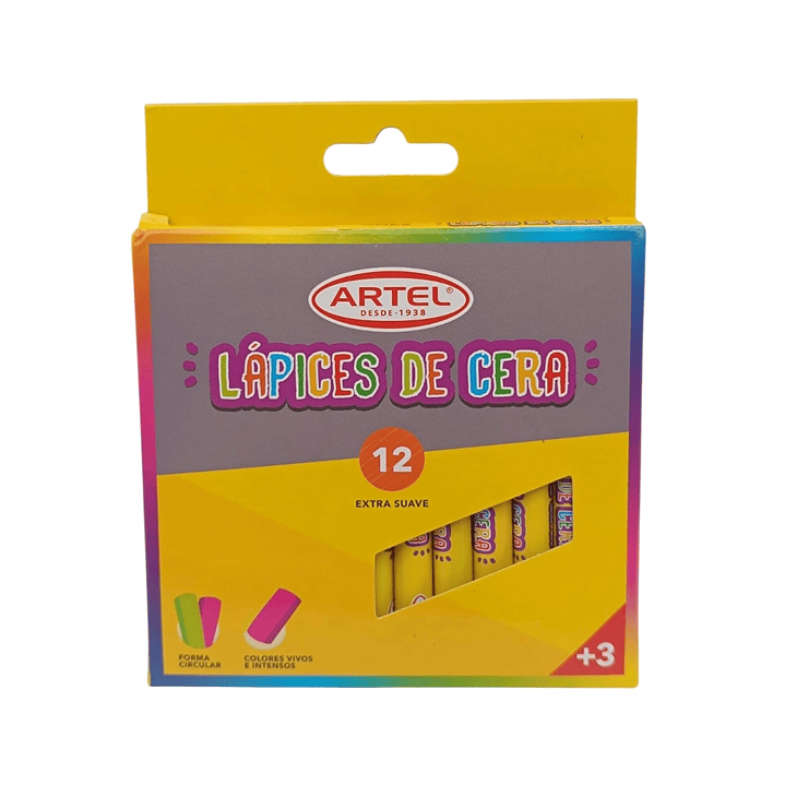 Lápices de Cera 12 Colores Artel 1