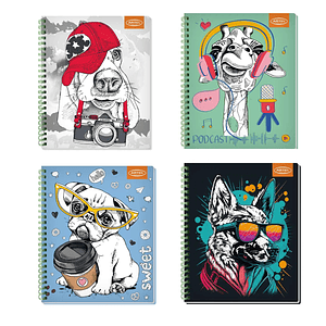 Pack 5 Cuadernos Universitario Espiral Soft Animales Divertidos Artel