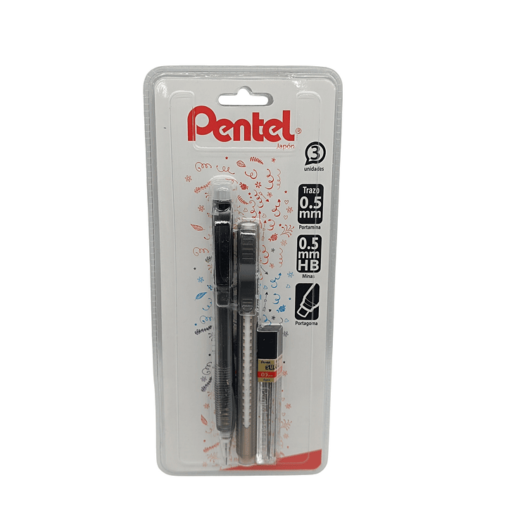 Set Portamina 0.5 + Goma + Minas Pentel 4