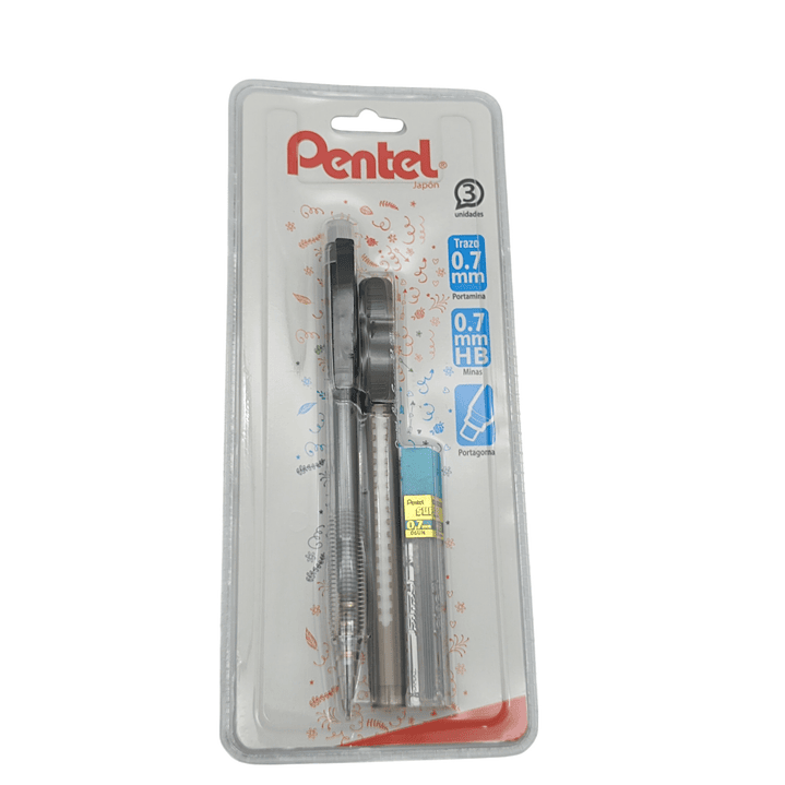 Set Portamina 0.7 + Goma + Minas Pentel 3