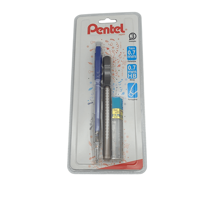 Set Portamina 0.7 + Goma + Minas Pentel 1