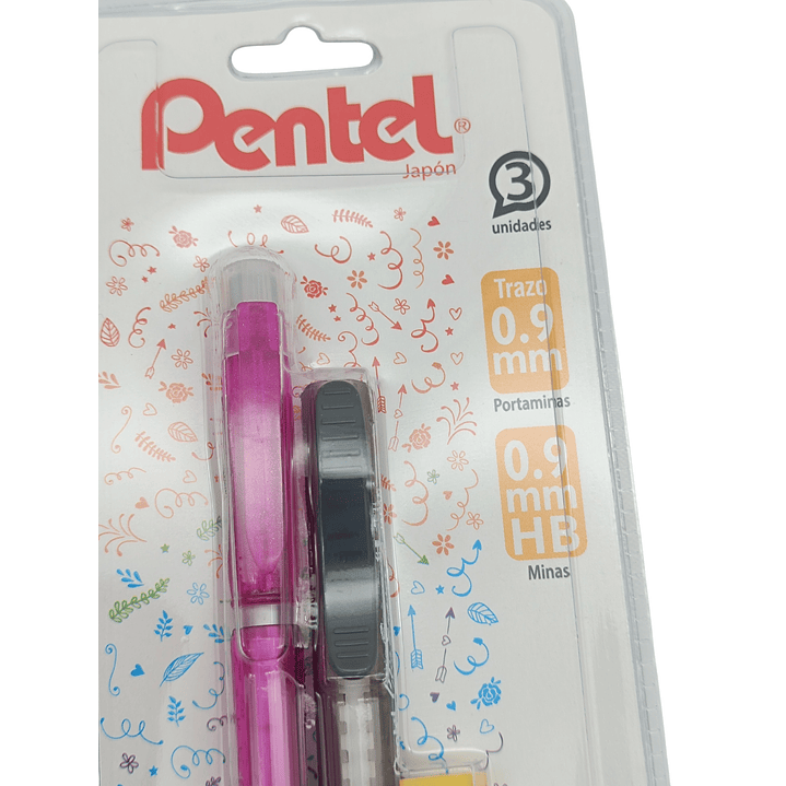 Set Portamina 0.9 + Goma + Minas Pentel 2