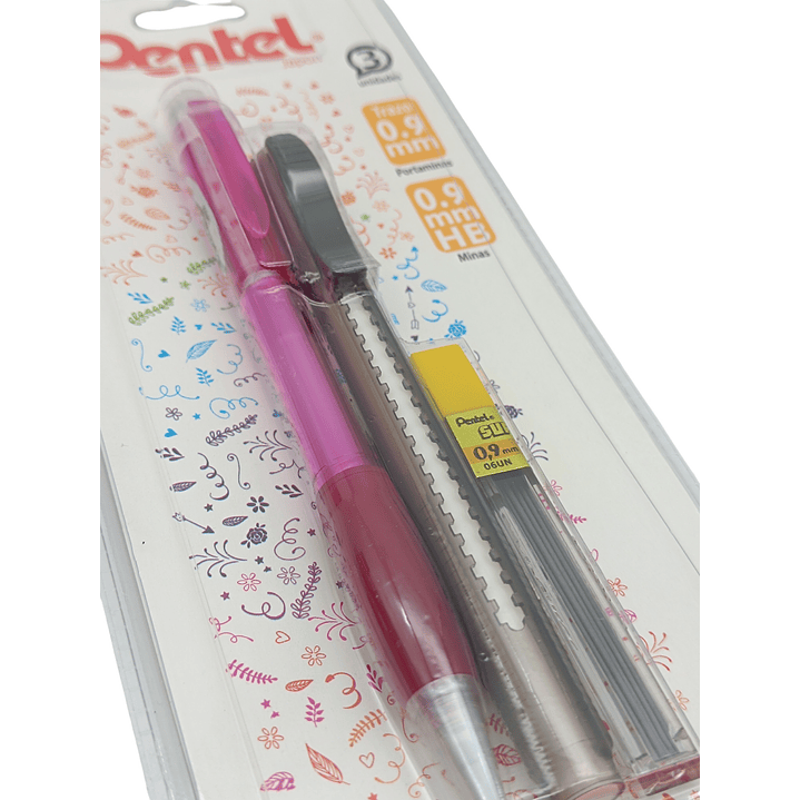 Set Portamina 0.9 + Goma + Minas Pentel 3