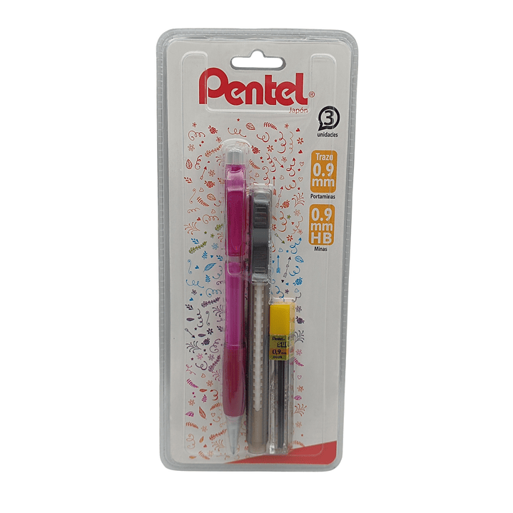 Set Portamina 0.9 + Goma + Minas Pentel 1