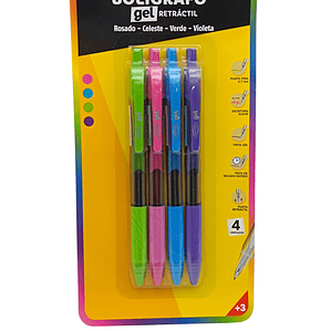 Pack 4 Boligrafos Gel Retractil Artel
