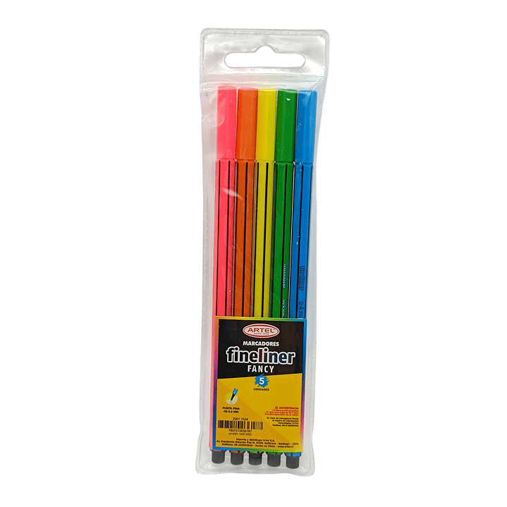 Marcadores Fineliner 5 Colores Fluor Artel 1