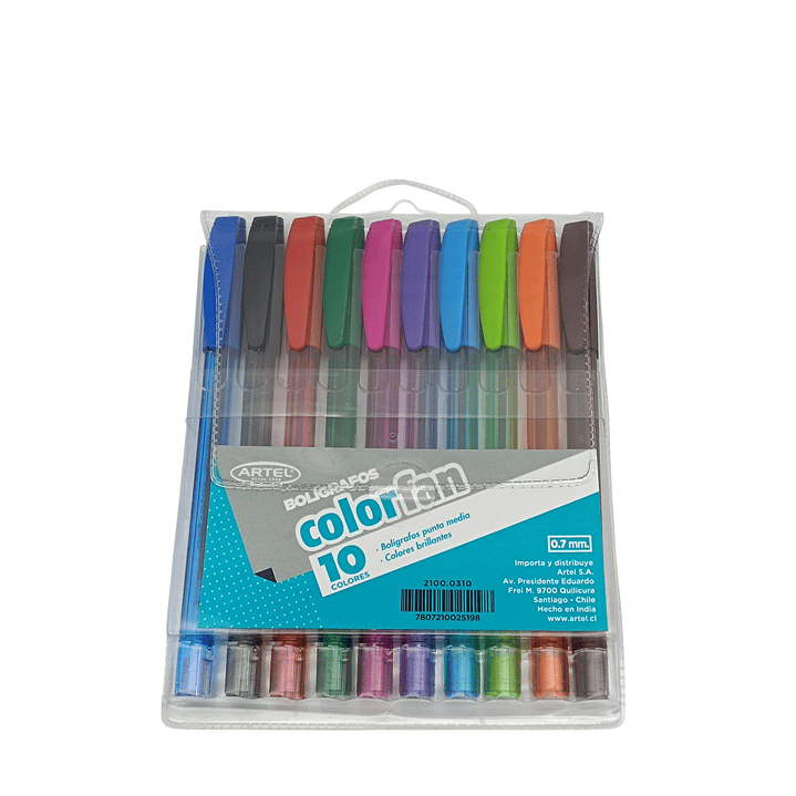 10 Boligrafos Colorfan Artel 1