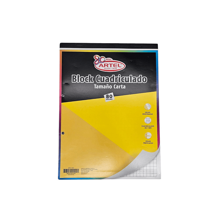 Block tamaño carta cuadriculado prepicado Artel 1
