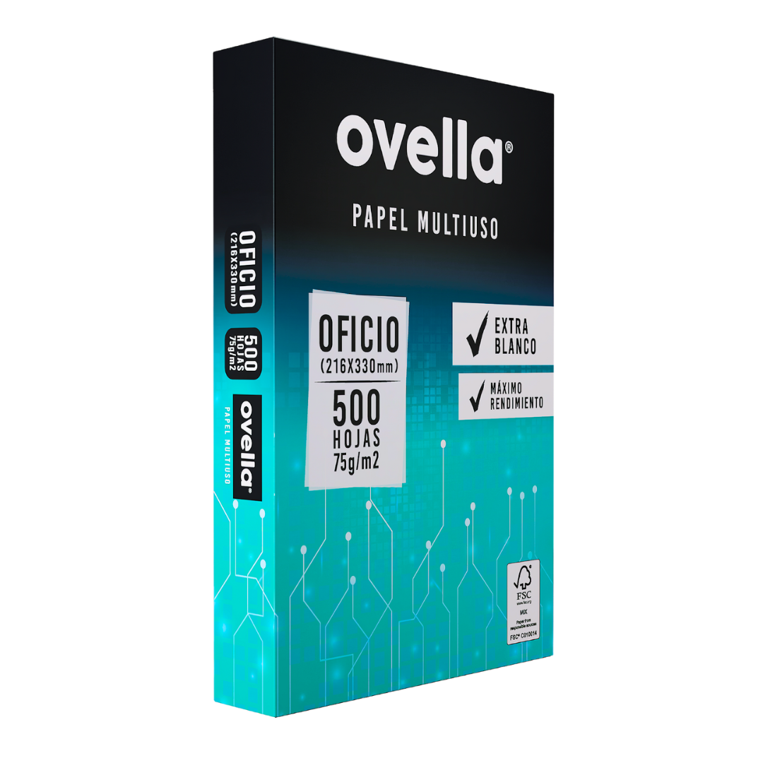 CAJA RESMA 5 UNIDADES PAPEL OFICIO, 500HJS 75GR, OVELLA