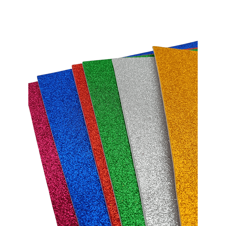 Pack 6 Goma Eva Glitter Surtida Adhesiva 2