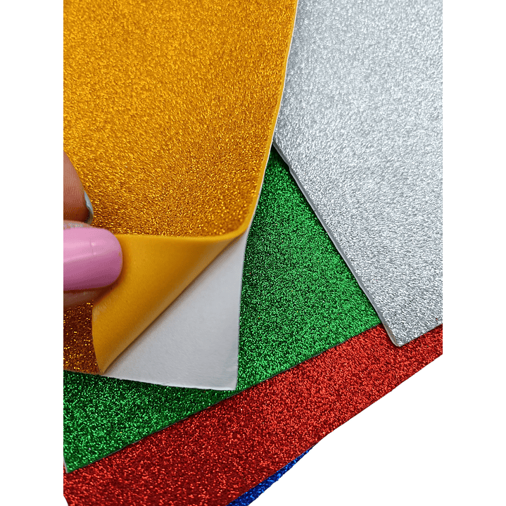 Pack 6 Goma Eva Glitter Surtida Adhesiva 3