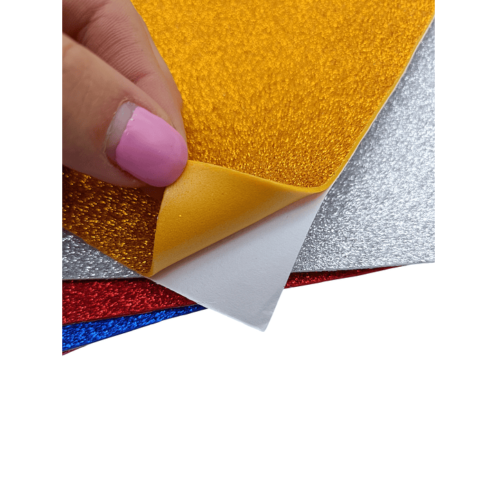 Pack 6 Goma Eva Glitter Surtida Adhesiva 4