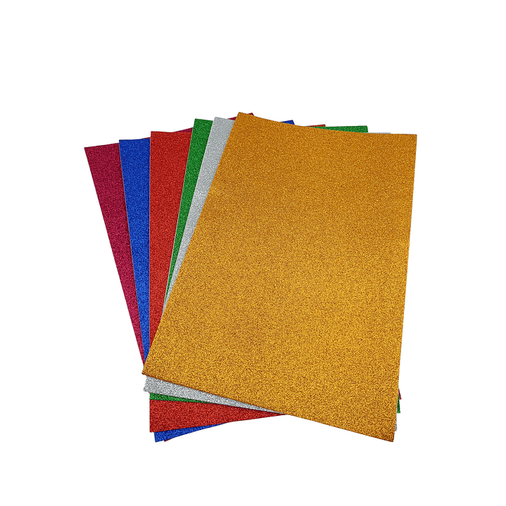 Pack 6 Goma Eva Glitter Surtida Adhesiva 1
