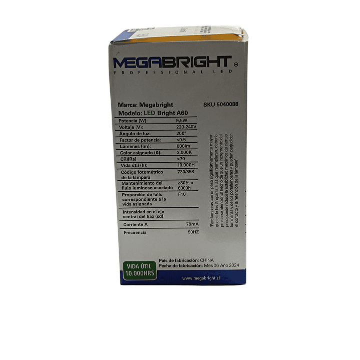 Ampolleta 9,5w Megabright luz Calida 5