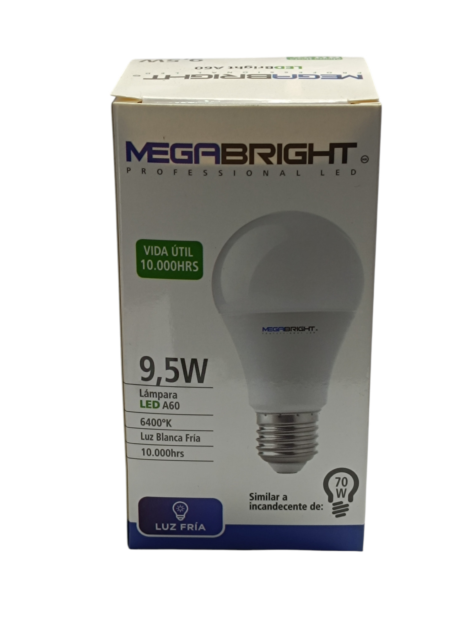 Ampolleta LED A60 Clásica 9,5W/6400K E-27 Megabright