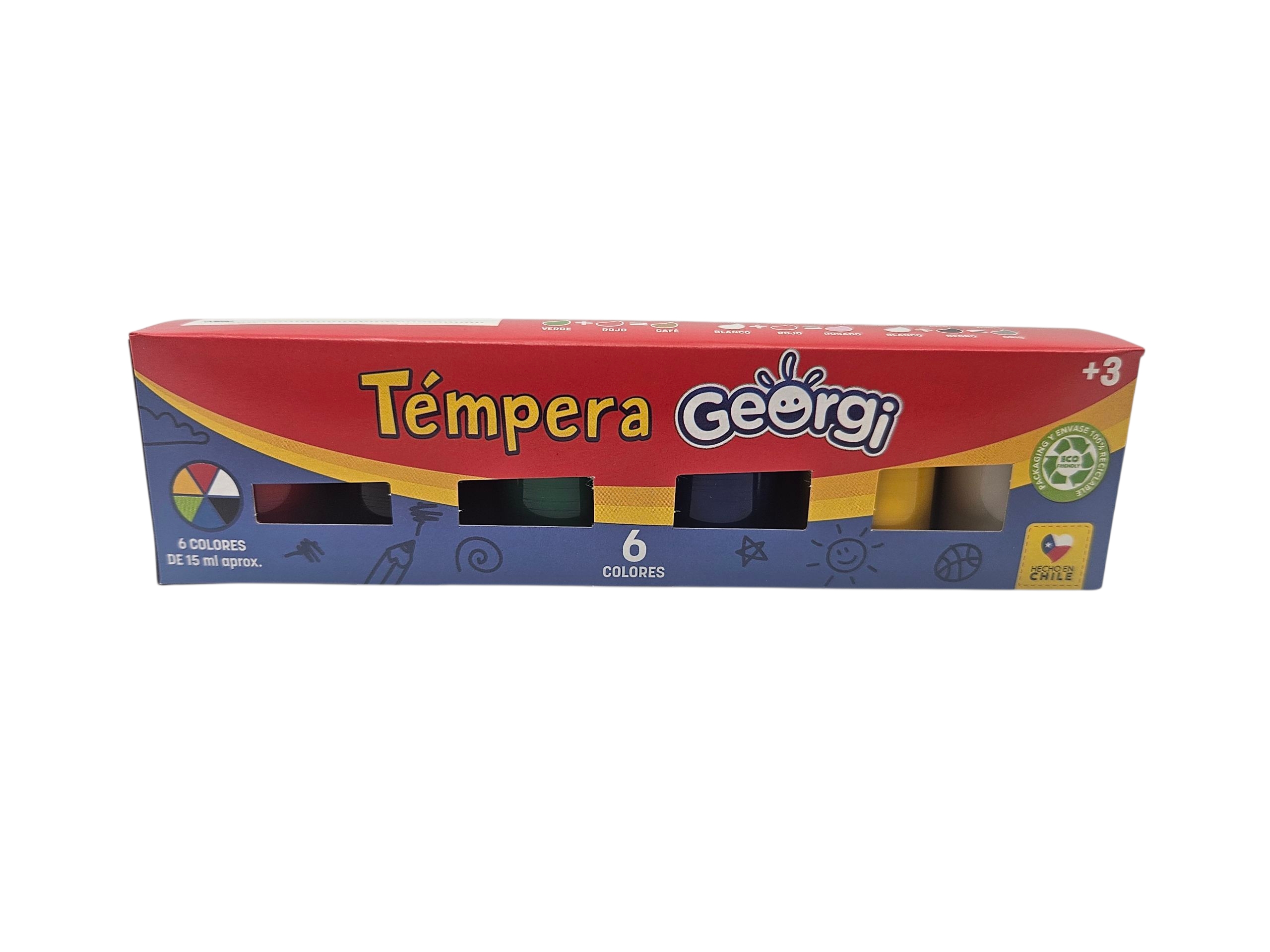 Estuche 6 Témpera Colores 15ml. Georgi