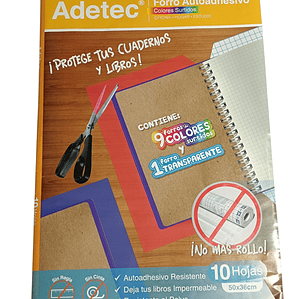 Forro Autoadhesivo 10 Colores Surtidos