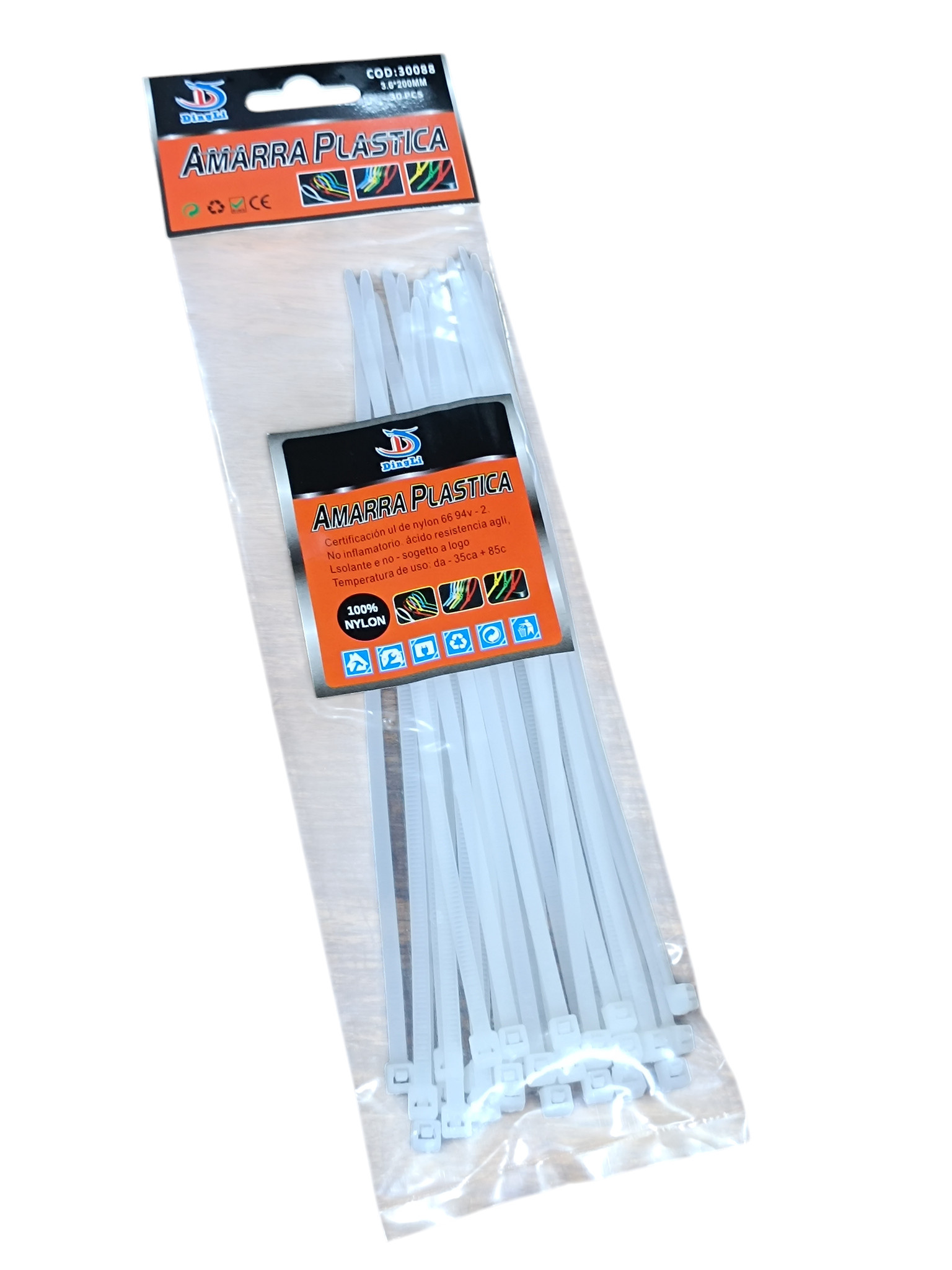 Amarra Plastica Blanca 20cm