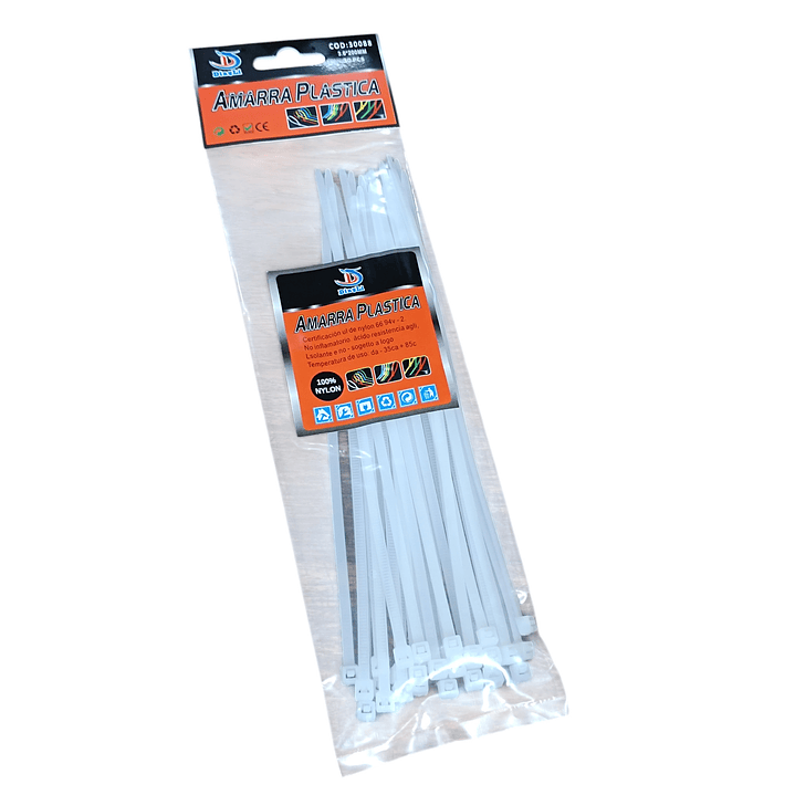 Amarra Plastica Blanca 20cm 1