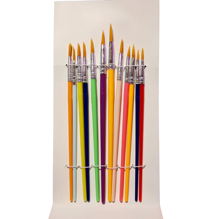 Set 12 Pinceles Varios Tamaños Mango Plastico 2