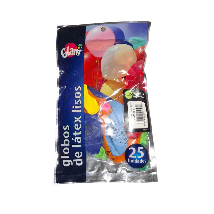 Globo N°12 Feliz Cumpleaños 25und. Colores Glam 2