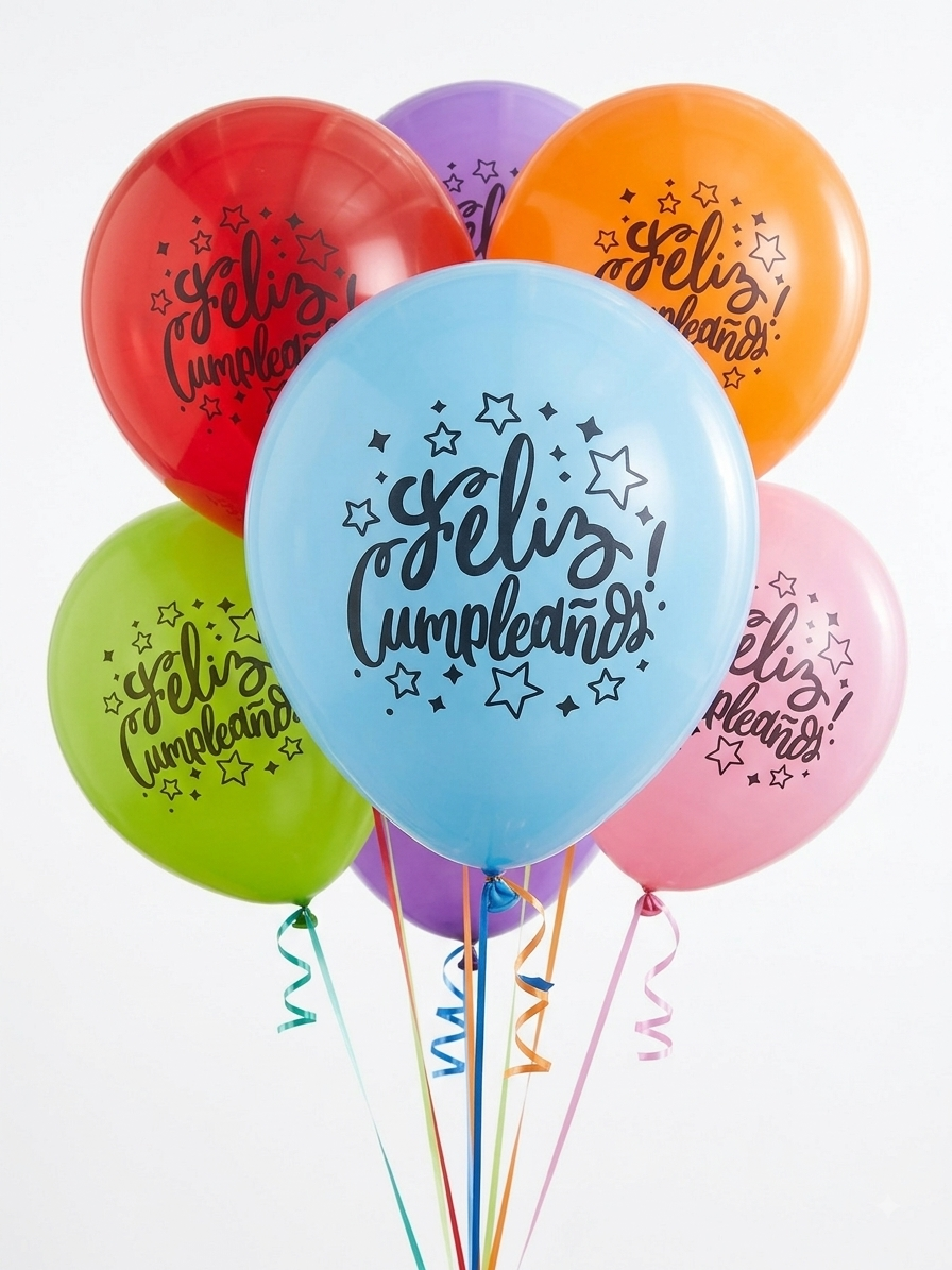 Globo #12 Mg Impreso Feliz Cumpleaños 25 Unidades