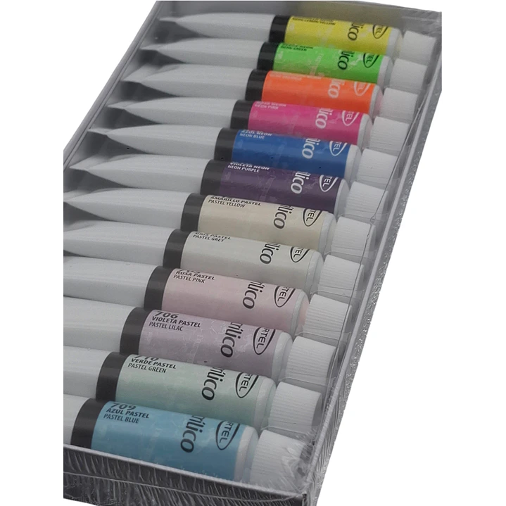 Set 12 Pintura Acrilico Neón y Pastel 3