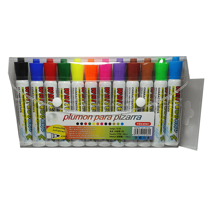 Set Plumon De Pizarra Colores 12 Unidades 1