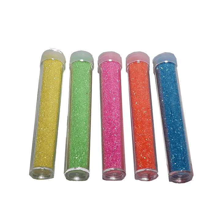 Set Escarchas 5 Colores Fluor 7gr Aprox 2