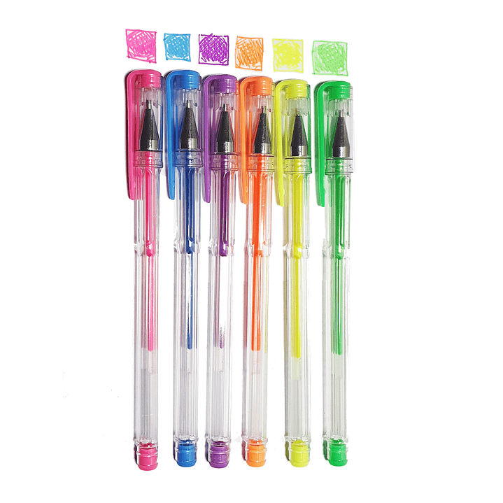 Set 6 Lápices Tinta Gel Fluorescente 1