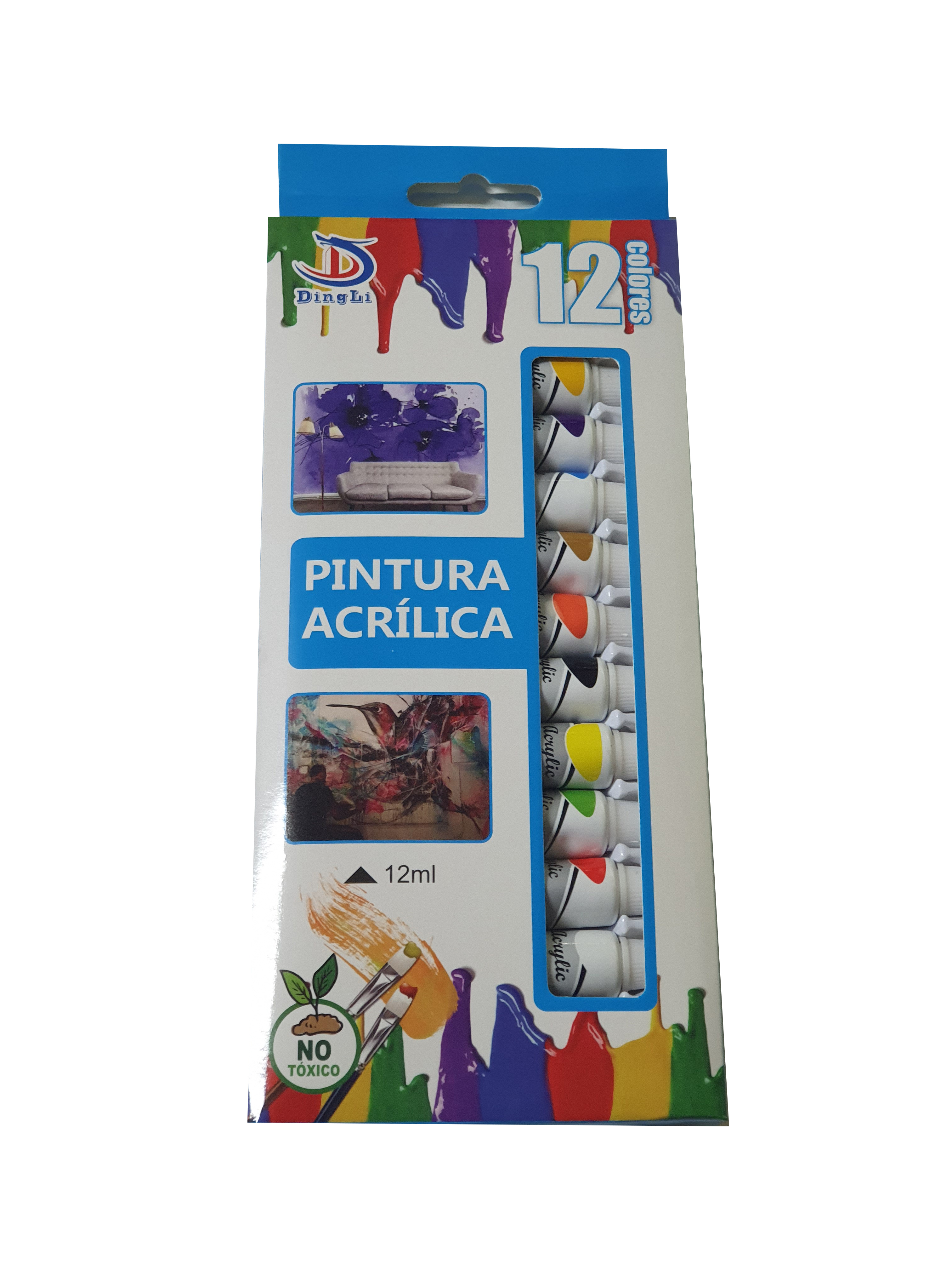 Pintura Acrílica 12 colores Dingli