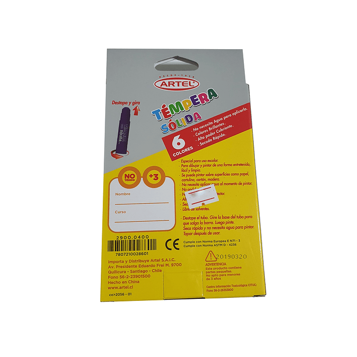 Tempera Solida 6 colores Artel 2