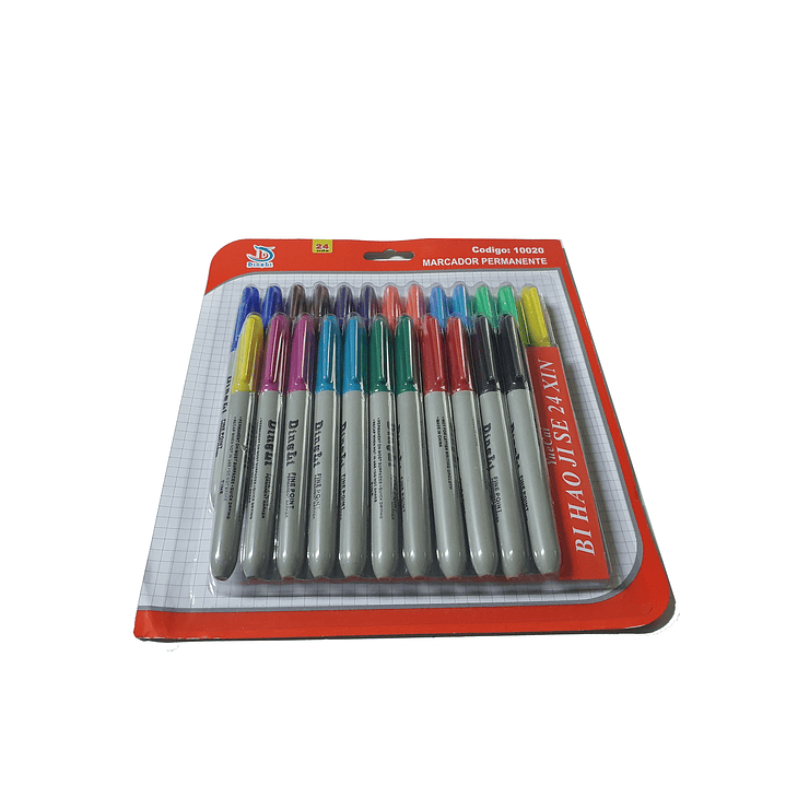 Set 24 plumones - marcadores permanentes 12 colores 2