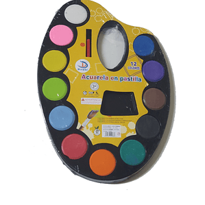 Set acuarela 12 colores + Pincel - Económico