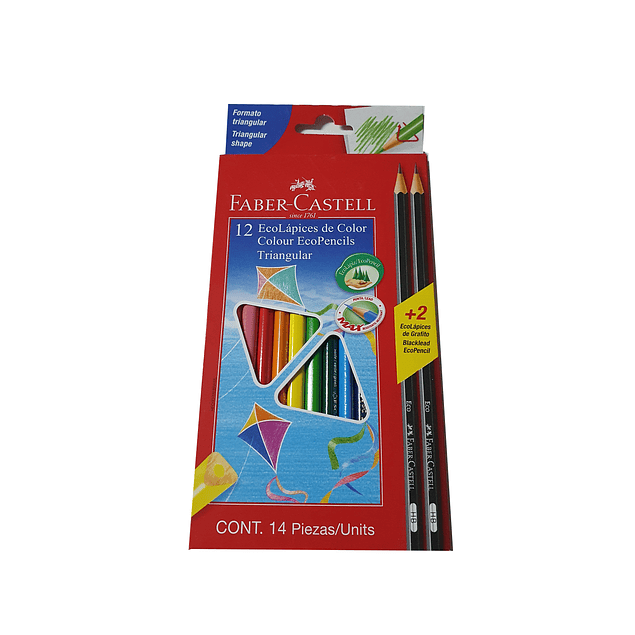 Lápices de colores Faber-Castell 12 colores + 2 Lápices grafito