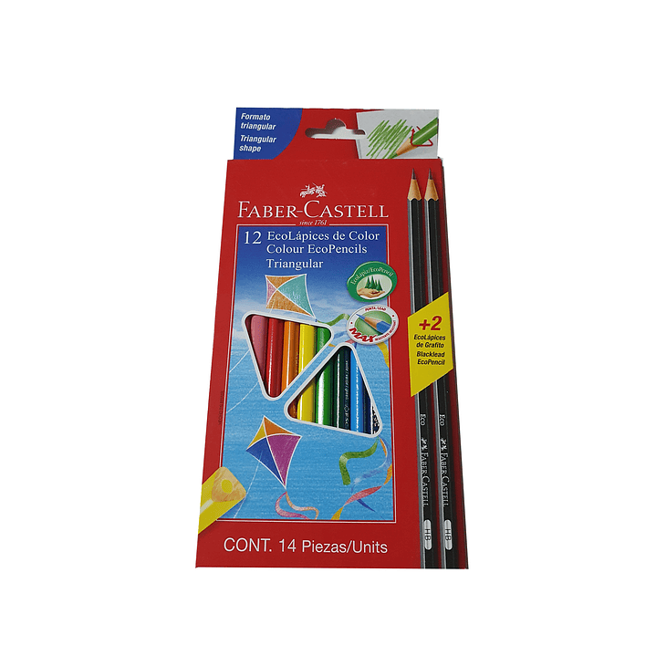 Lápices de colores Faber-Castell 12 colores + 2 Lápices grafito 1