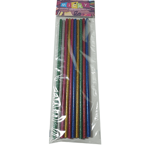 Silicona en barra delgada 7.5mm Glitter 10 unidades colores surtidos