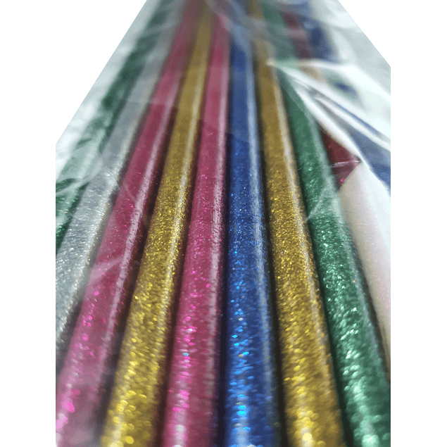 Silicona en barra delgada 7.5mm Glitter 10 unidades colores surtidos