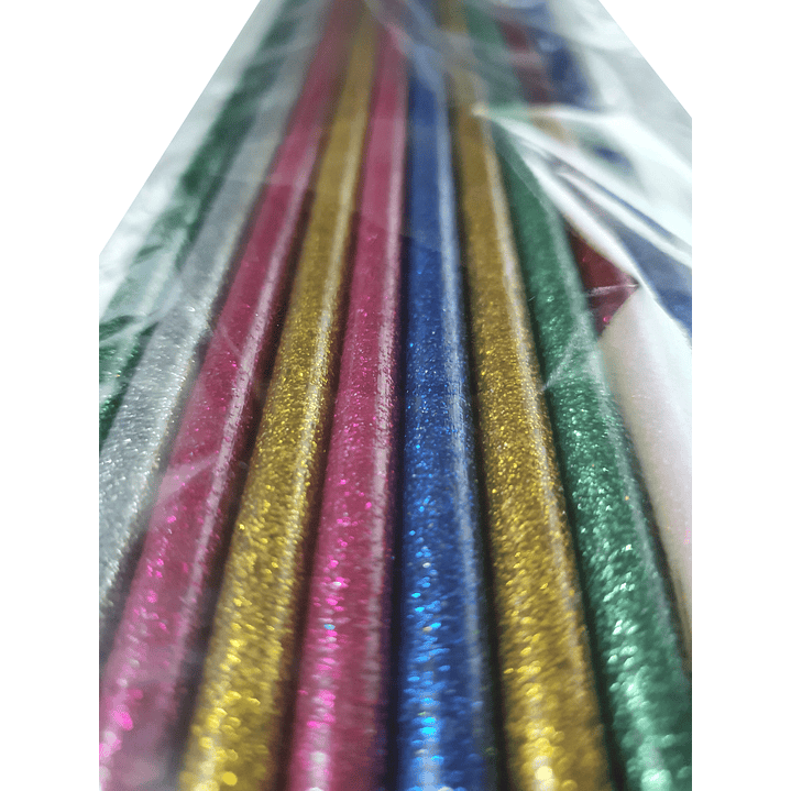 Silicona en barra delgada 7.5mm Glitter 10 unidades colores surtidos 2