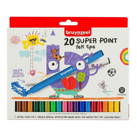 Plumón 20 Colores Super Point Bruynzeel