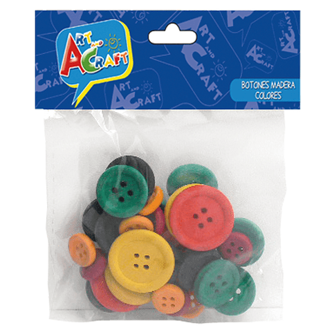 Botones de Madera Colores Surtidos 30 Unidades Art Craft