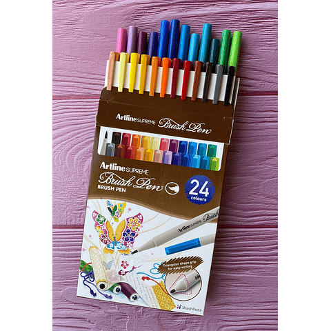 Brush Pen Punta Fina 24 Colores Artline