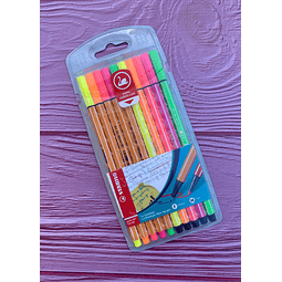 Set Stabilo 10 Colores Neón Point 88 Pen 68