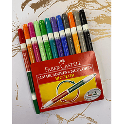 Plumones Bicolor 24 Colores Faber Castell