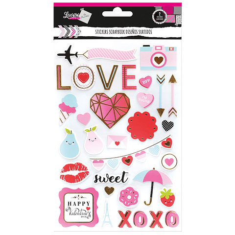 Stickers Scrapbook "Patentes y Corazones" Lavoro