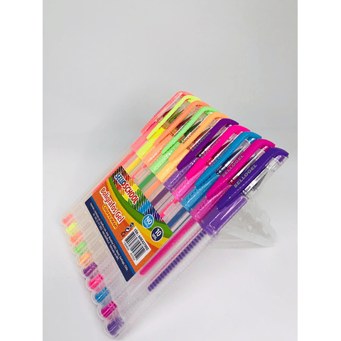 Set Lápices Gel 10 Colores Neón Selloffice 