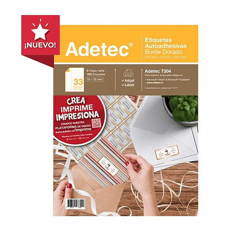 Etiqueta Autadhesiva Borde Dorado 70x25 Adetec