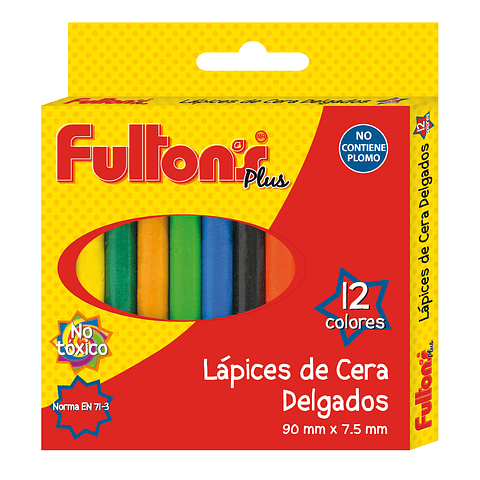Lapiz de Cera 12 Colores Delgado Fultons
